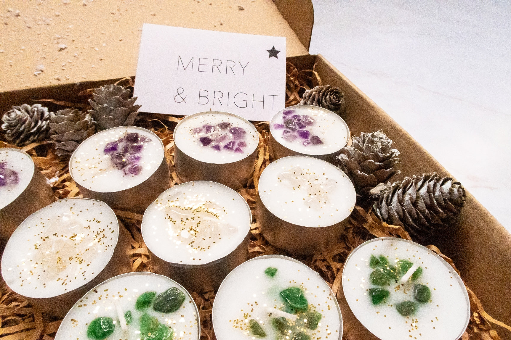 Advent Kalender Edelsteen Theelichtjes - 24 stuks