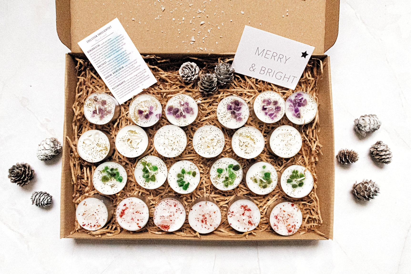 Theelicht Adventskalender Edelstenen