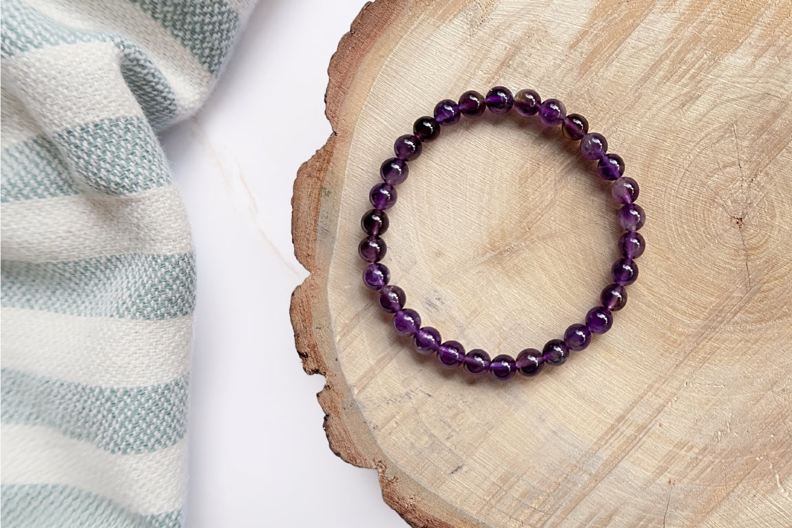 Amethyst stretch Bracelet - 6 mm