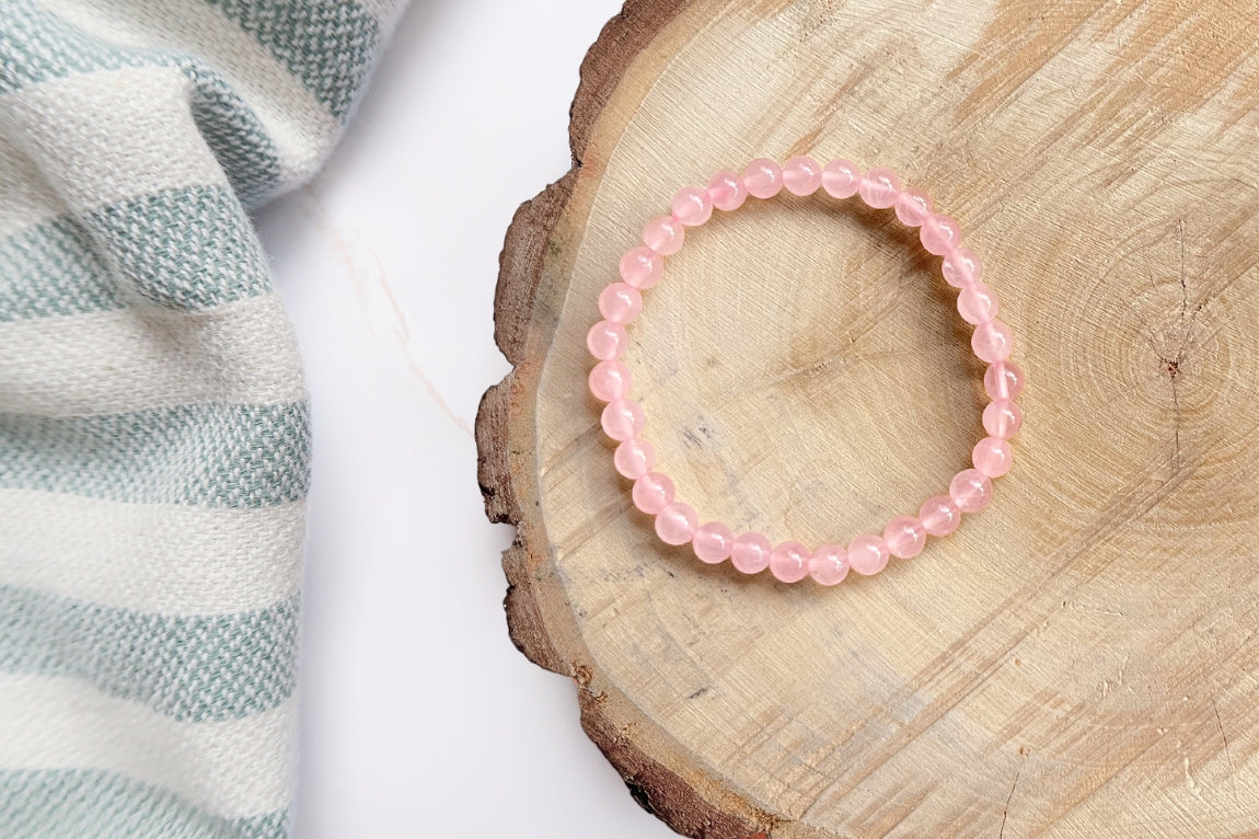 Rose Quartz stretch Bracelet - 6 mm