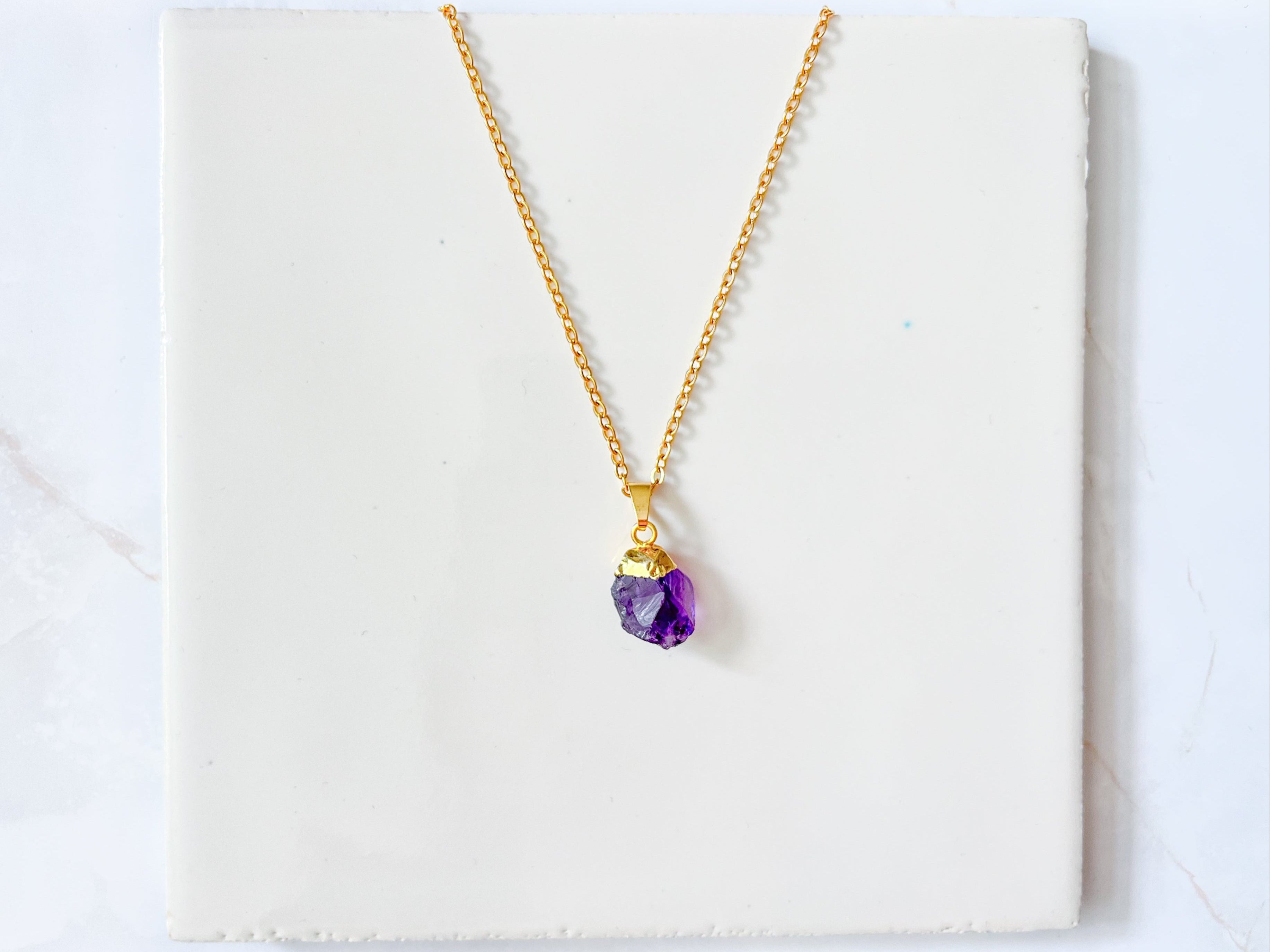 Ruwe Amethist Goudvergulde Ketting 
